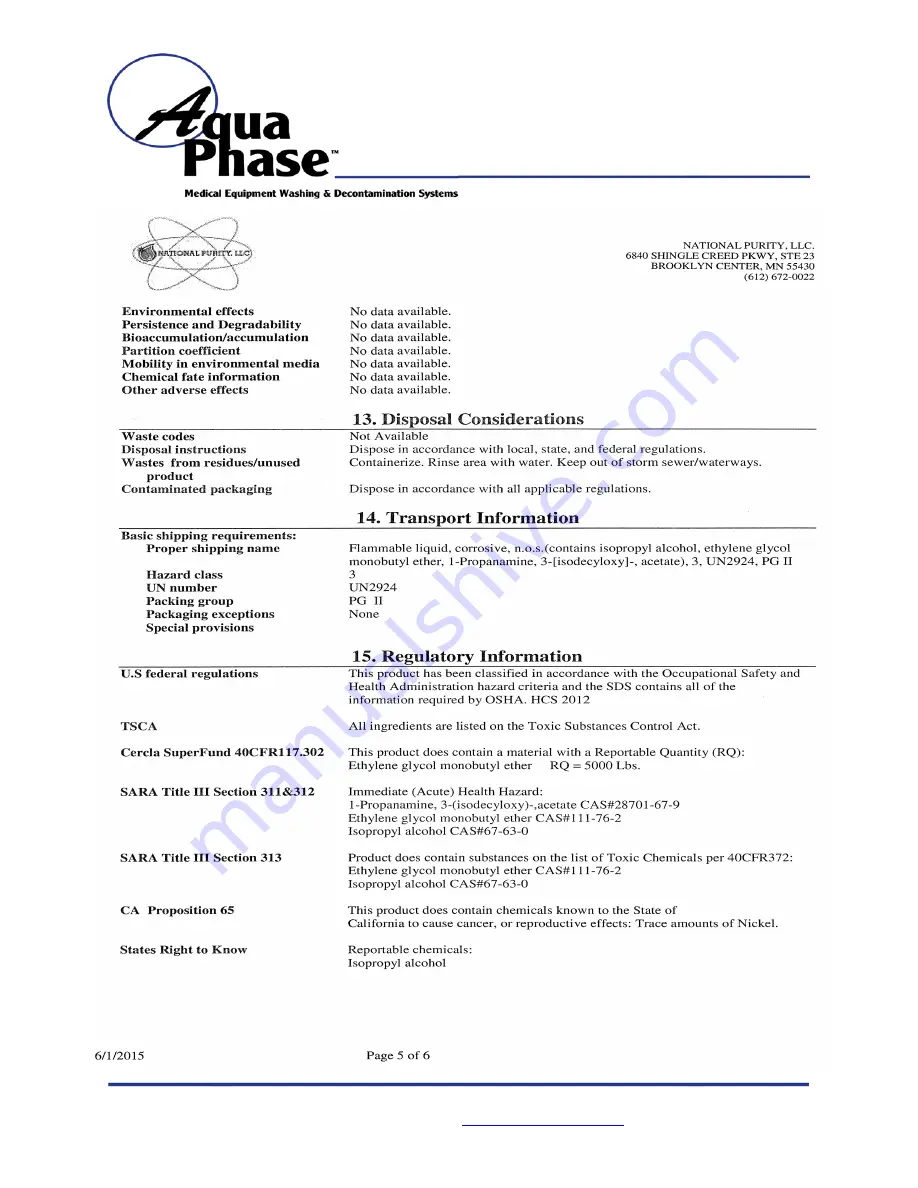 Aqua Phase AQ-2000 Operating Manual Download Page 66