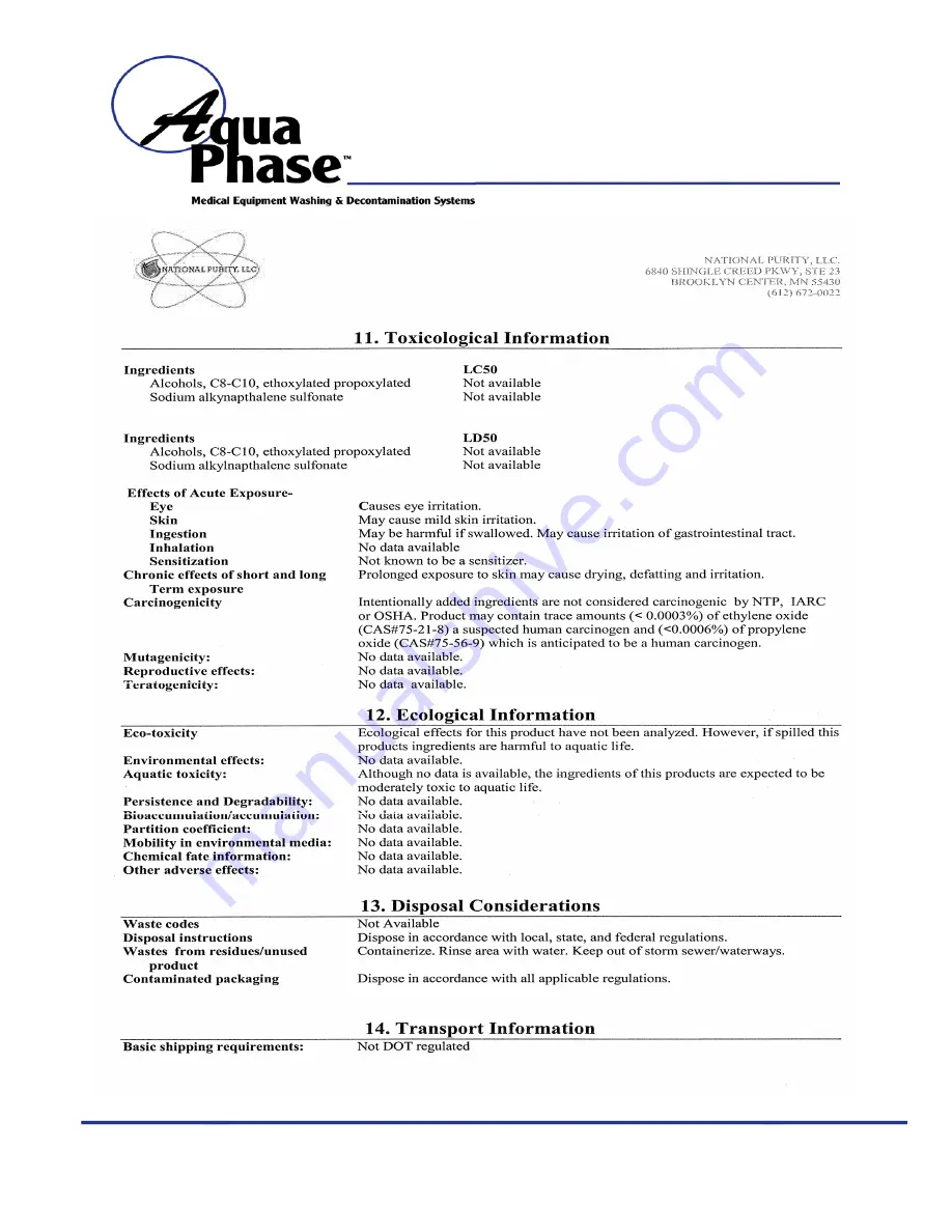 Aqua Phase AQ-3000 Operating Manual Download Page 60