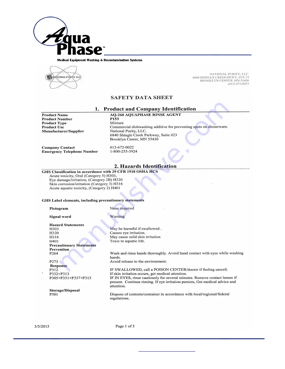 Aqua Phase AQ-F250 Operating Manual Download Page 60