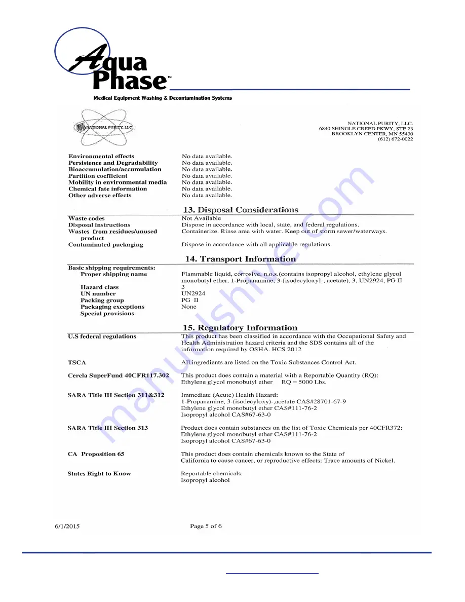 Aqua Phase AQ-F250 Operating Manual Download Page 69