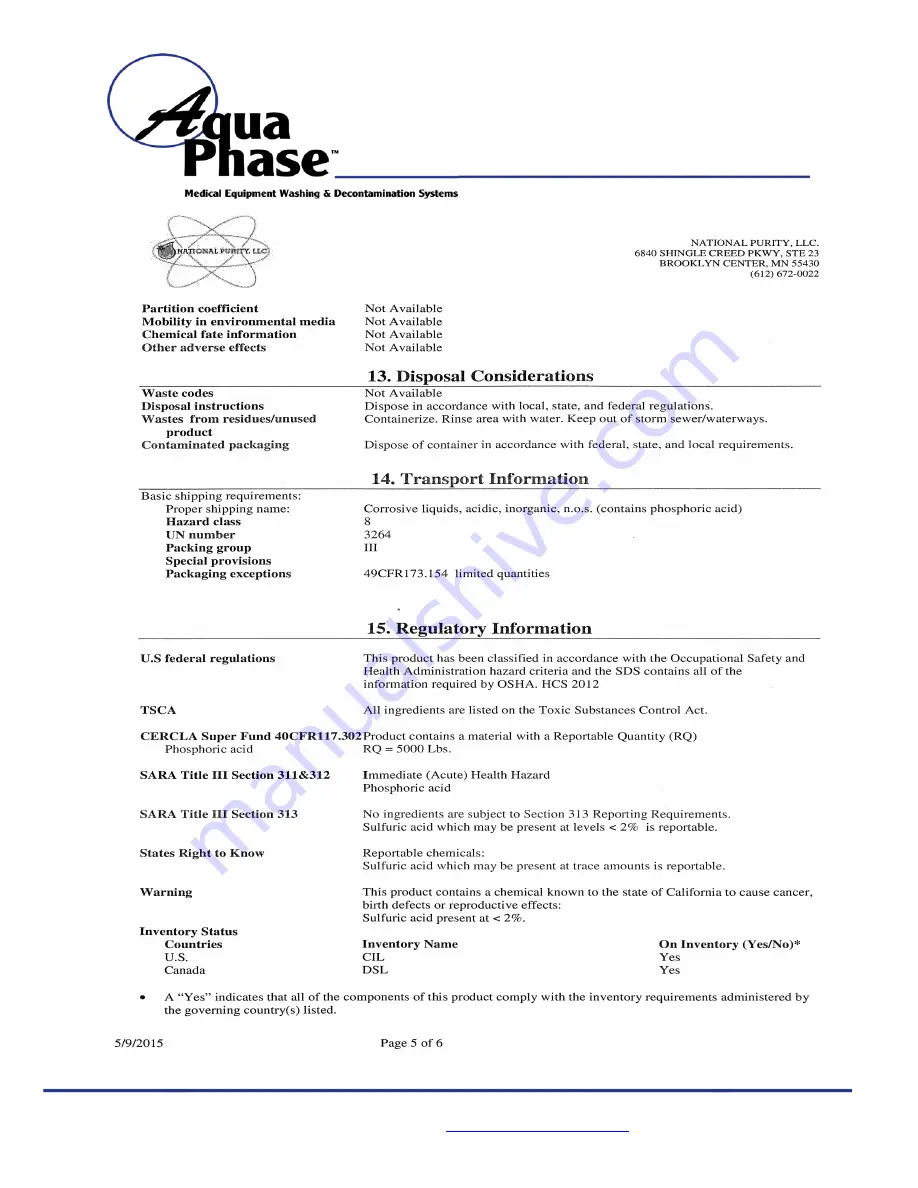 Aqua Phase AQ-F250 Operating Manual Download Page 75