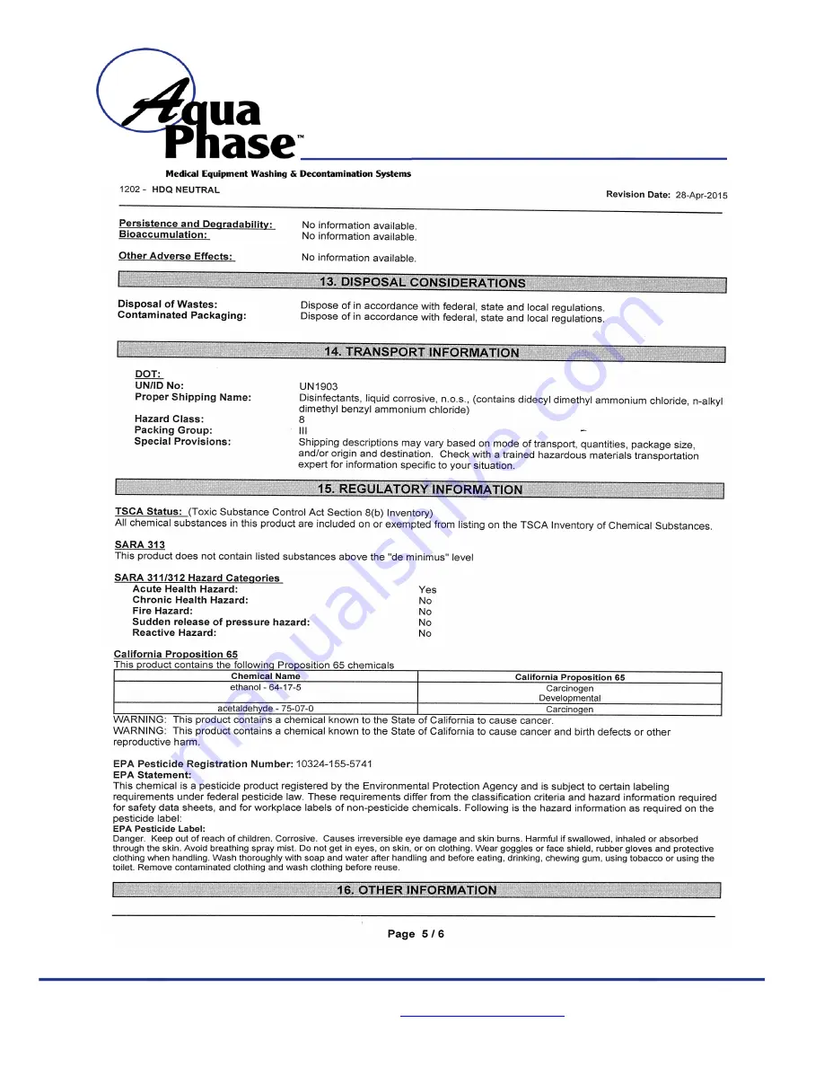 Aqua Phase AQ-F250 Operating Manual Download Page 81