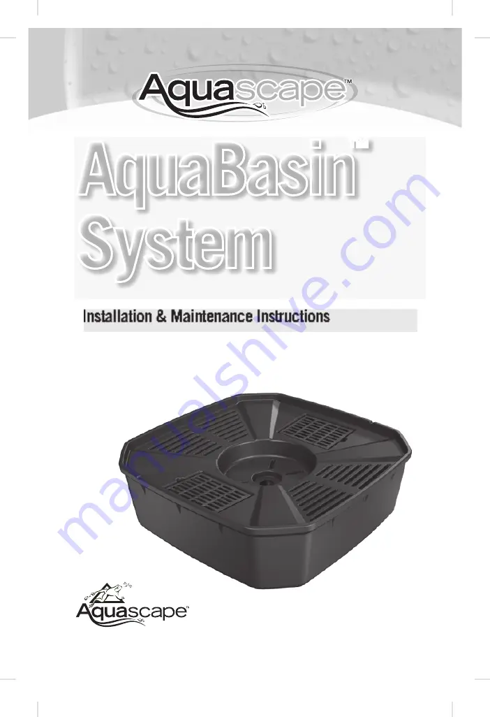 AquaScape AquaBasin 98134 Installation & Maintenance Instructions Manual Download Page 1