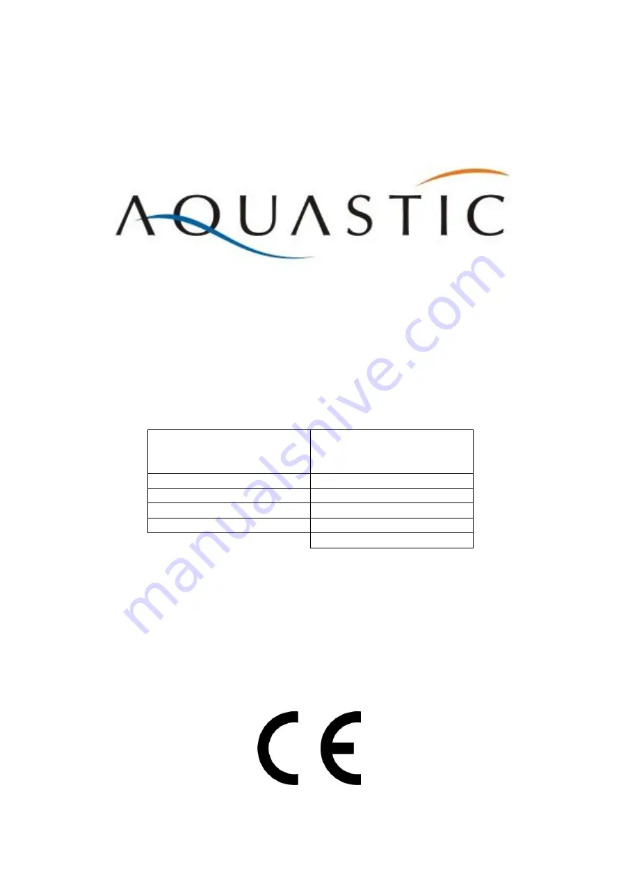 Aquastic AQ IND100FC Installation And Owner'S Manual Download Page 1