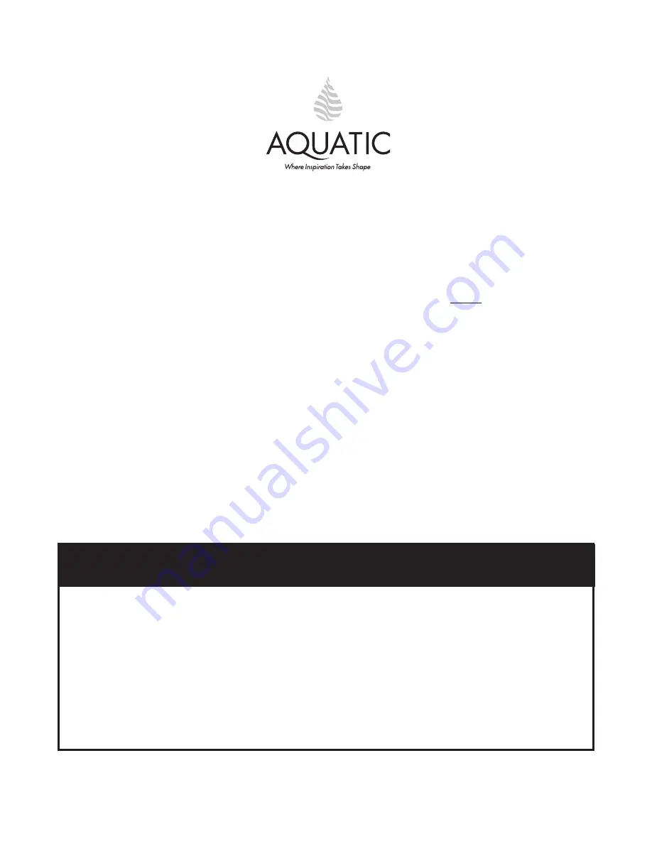 Aquatic SERENITY DRIFTBATH Owner'S Manual & Installation Manual Download Page 4