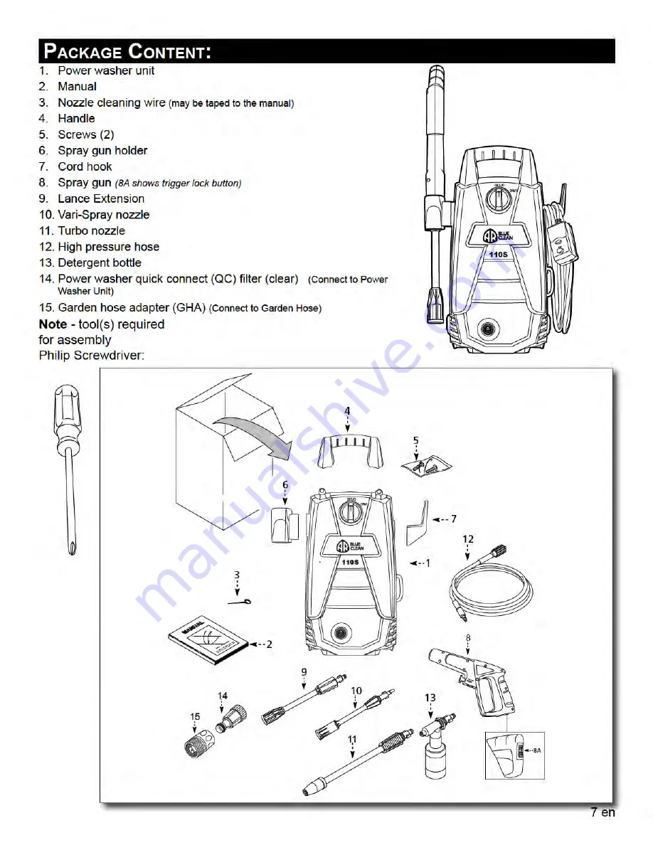 AR Blue Clean AR110S Instruction Manual Download Page 7