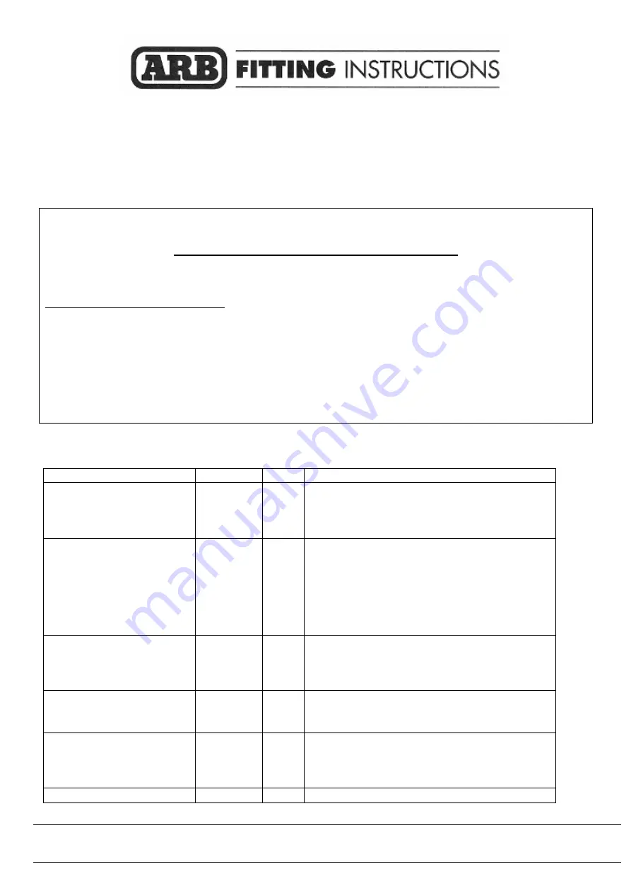 ARB 3434040 Fitting Instructions Download Page 1