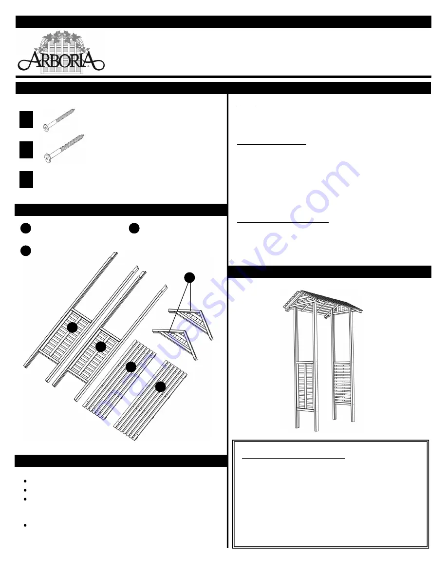 Arboria VISTA ARBOR Assembly Instructions Download Page 1