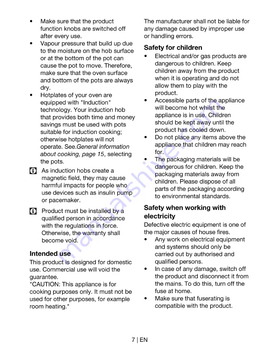 arcelik HII 64500T User Manual Download Page 8