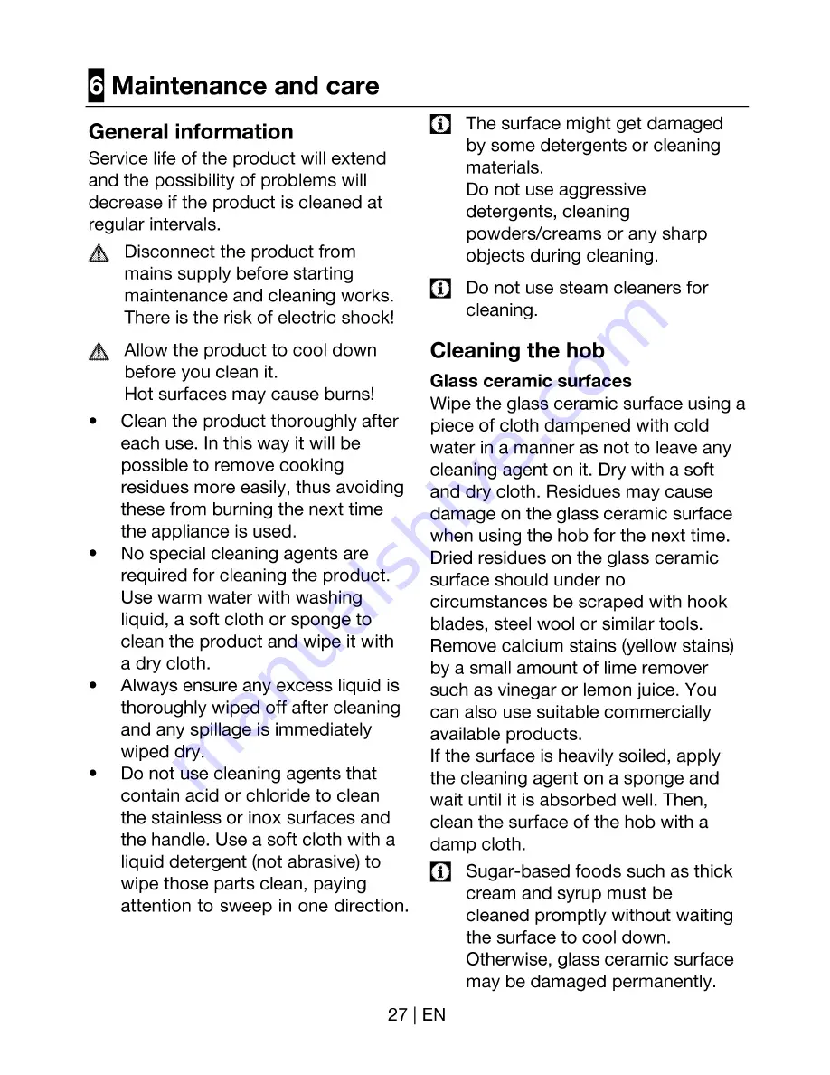 arcelik HII 64500T User Manual Download Page 28