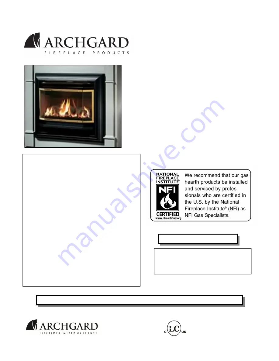 Archgard 25-BVI20N-2 User'S Installation, Operation And Maintenance Manual Download Page 1