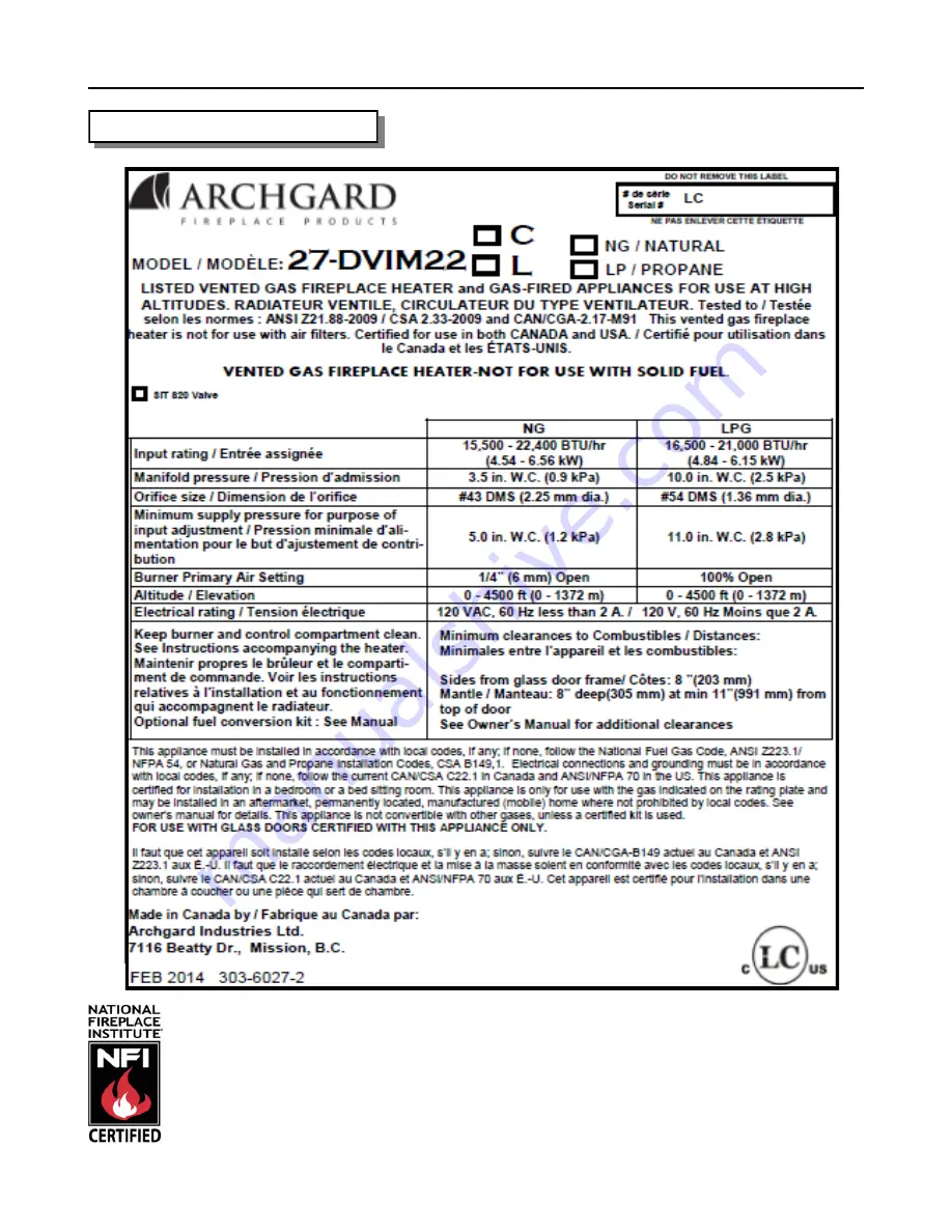 Archgard 27-DVIM22 Скачать руководство пользователя страница 7