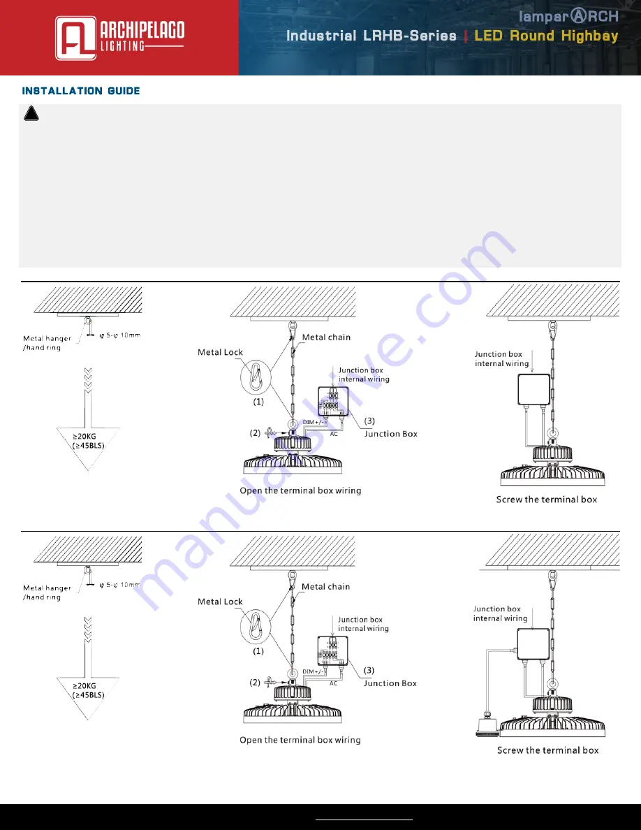 ARCHIPELAGO LIGHTING LRHB Series Скачать руководство пользователя страница 1