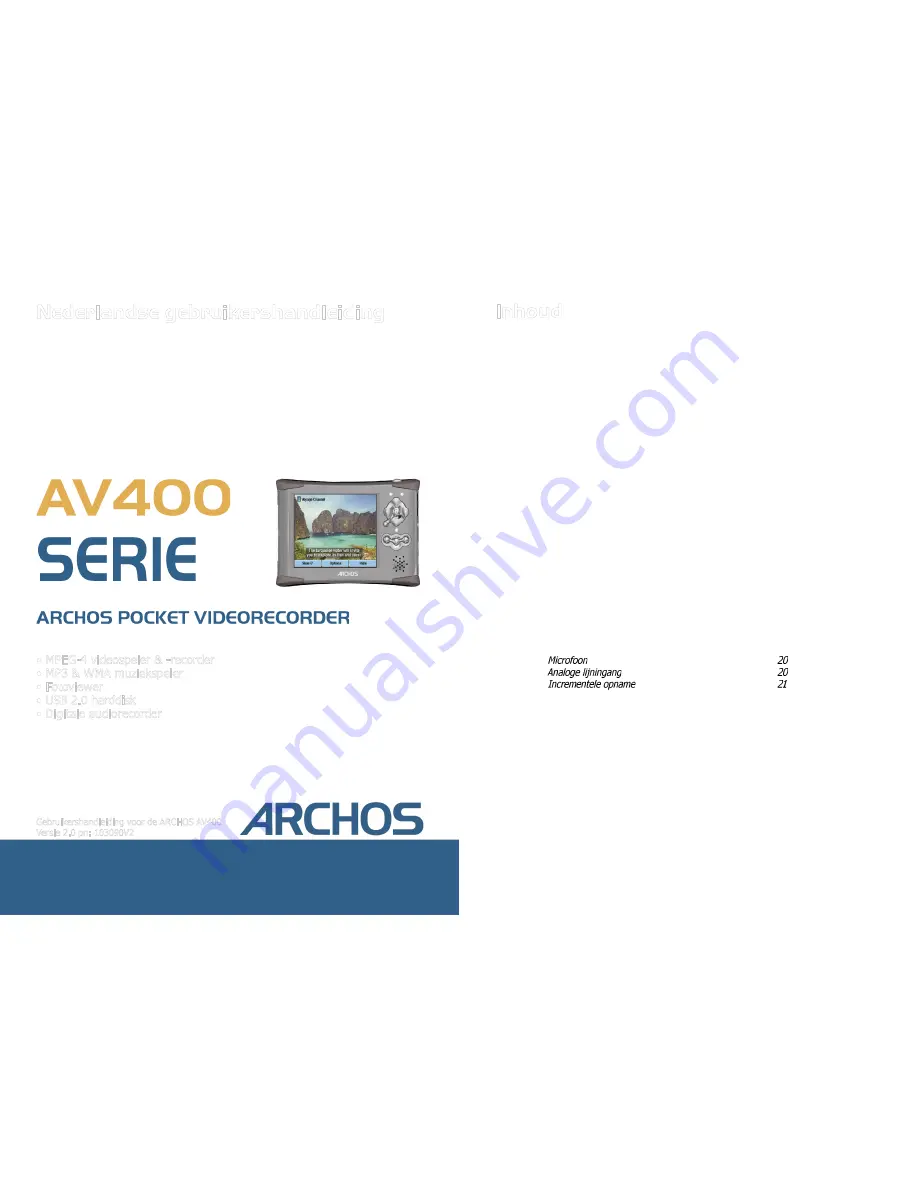 Archos AV400 Series Скачать руководство пользователя страница 1