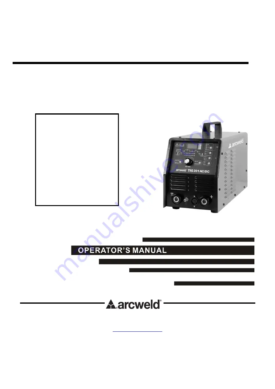 arcweld K69021-7 Operator'S Manual Download Page 1