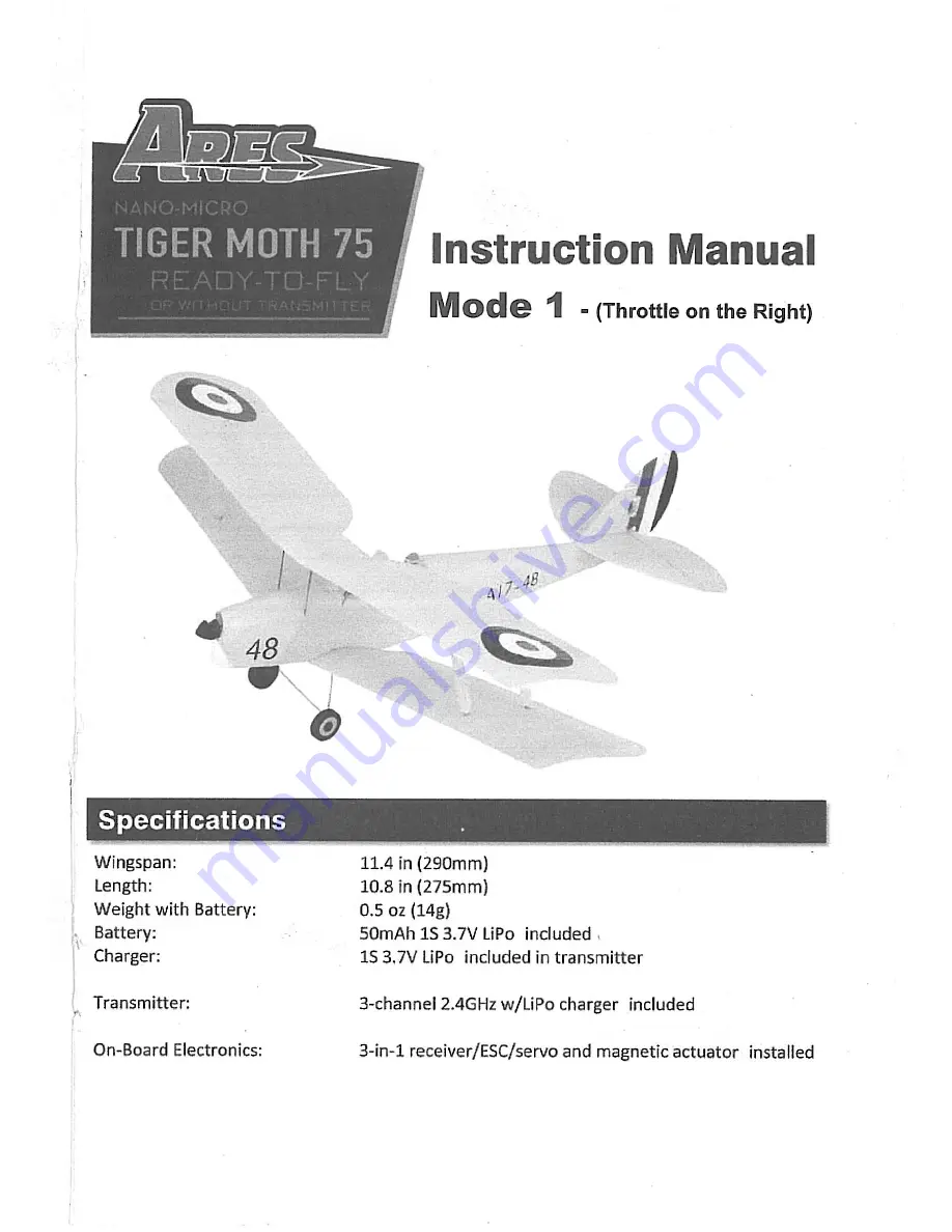 Ares Tiger Month 75 Instruction Manual Download Page 1