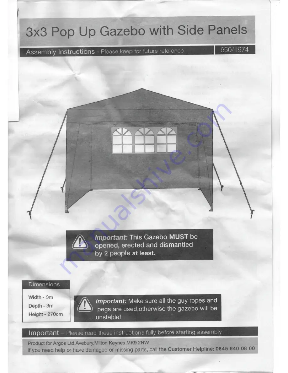 Argos 650/1974 Assembly Instructions Manual Download Page 1