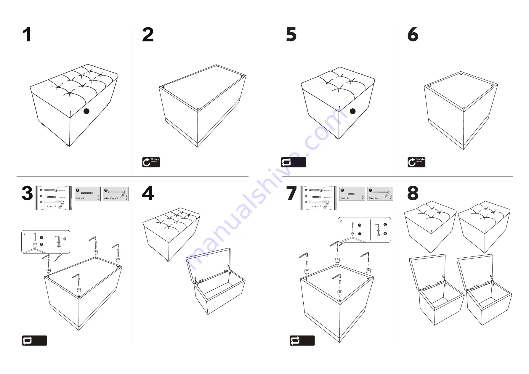 Argos Fabric Ottoman With 2 Small Stools 755/2238 Quick Start Manual Download Page 3