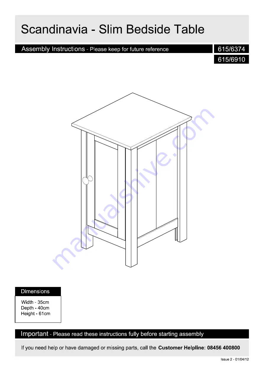 Argos Scandinavia 615/6374 Manual Download Page 1