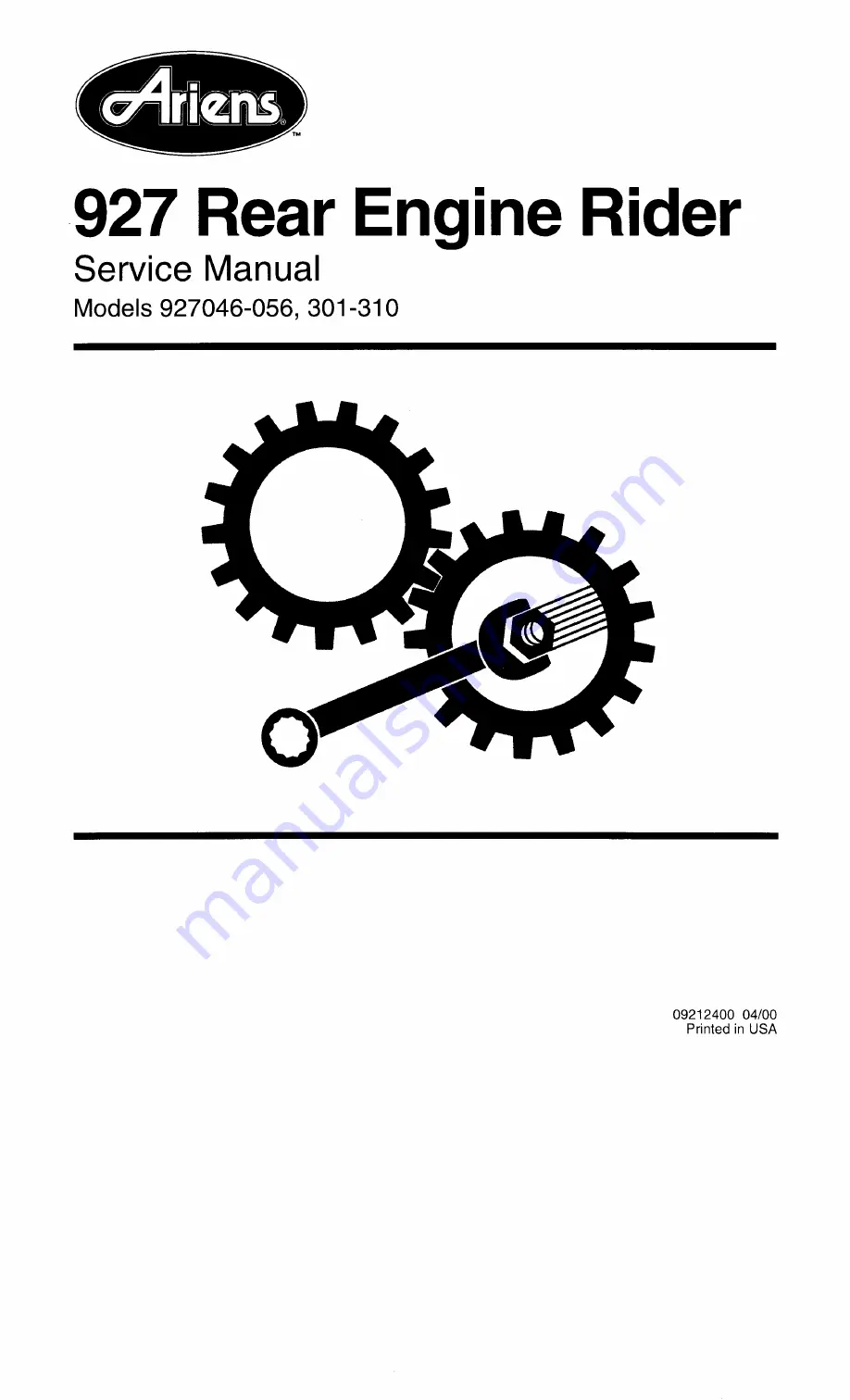 Ariens 301-310 Service Manual Download Page 1