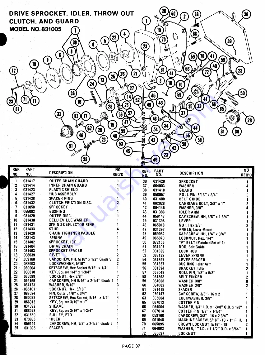 Ariens 831001 Parts And Repair Manual Download Page 37