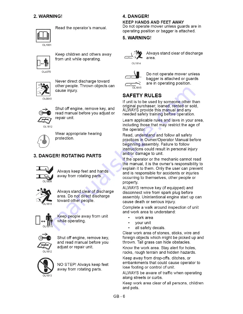 Ariens 911403 - WAW 1034911407 - WAW 1034 CARB Owner'S/Operator'S Manual Download Page 6