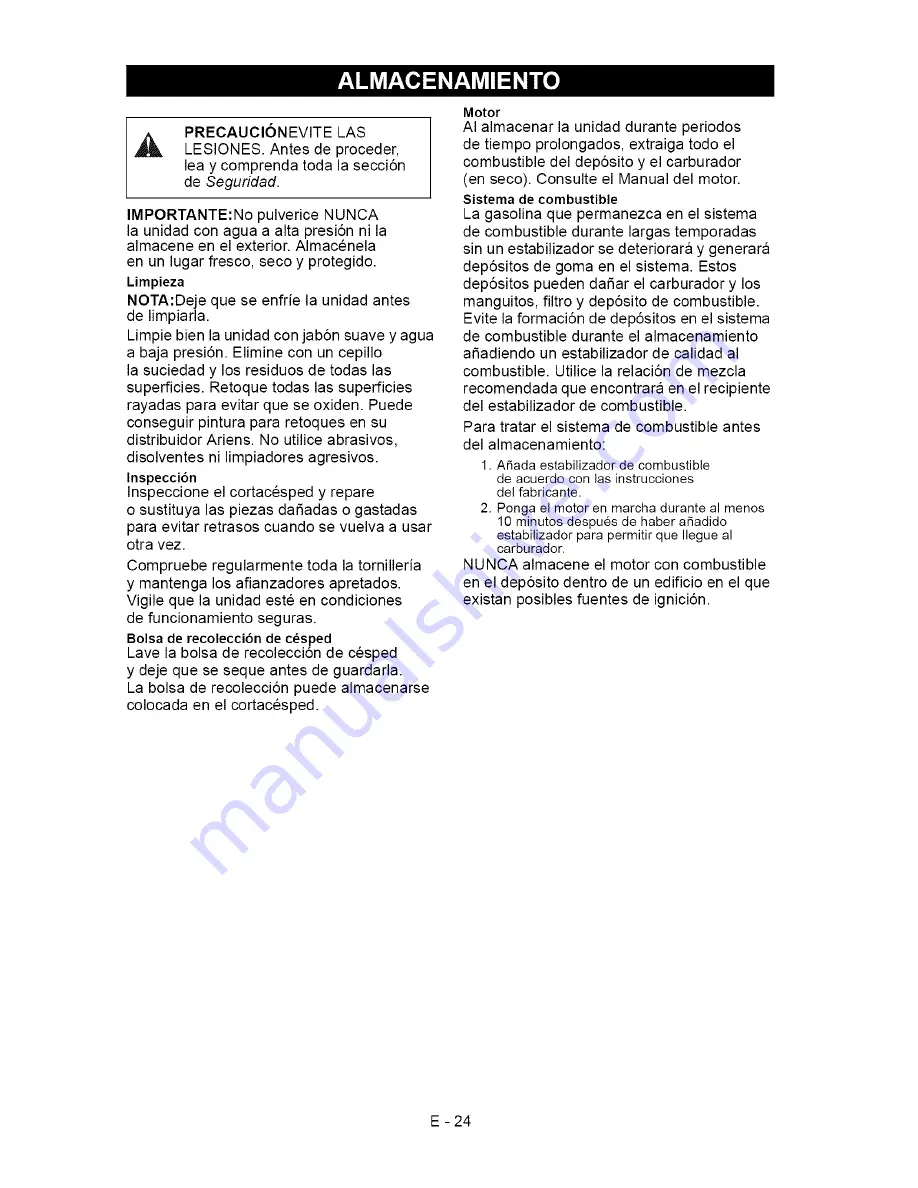 Ariens 911403 - WAW 1034911407 - WAW 1034 CARB Owner'S/Operator'S Manual Download Page 51