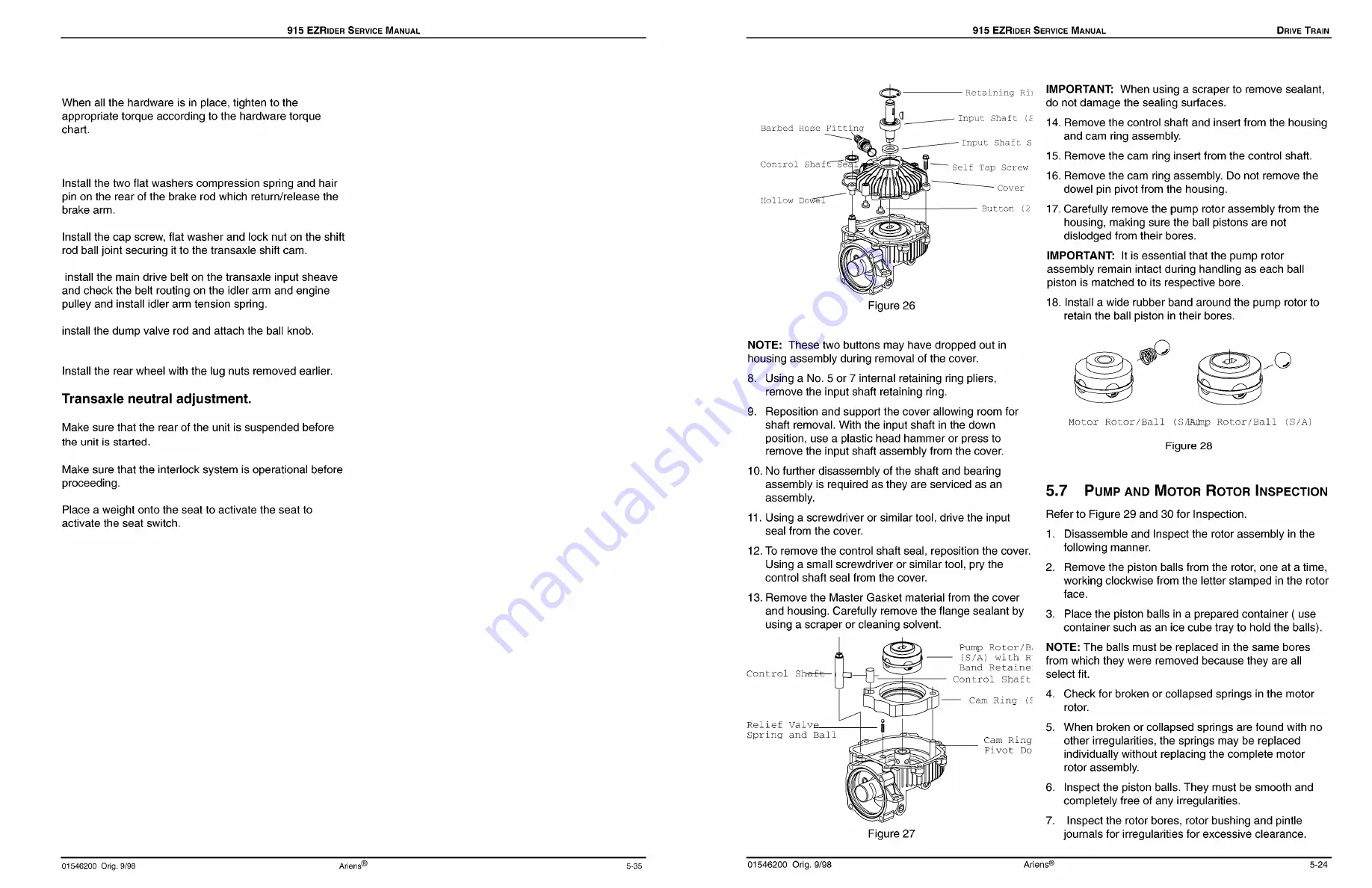 Ariens 915001 Service Manual Download Page 29