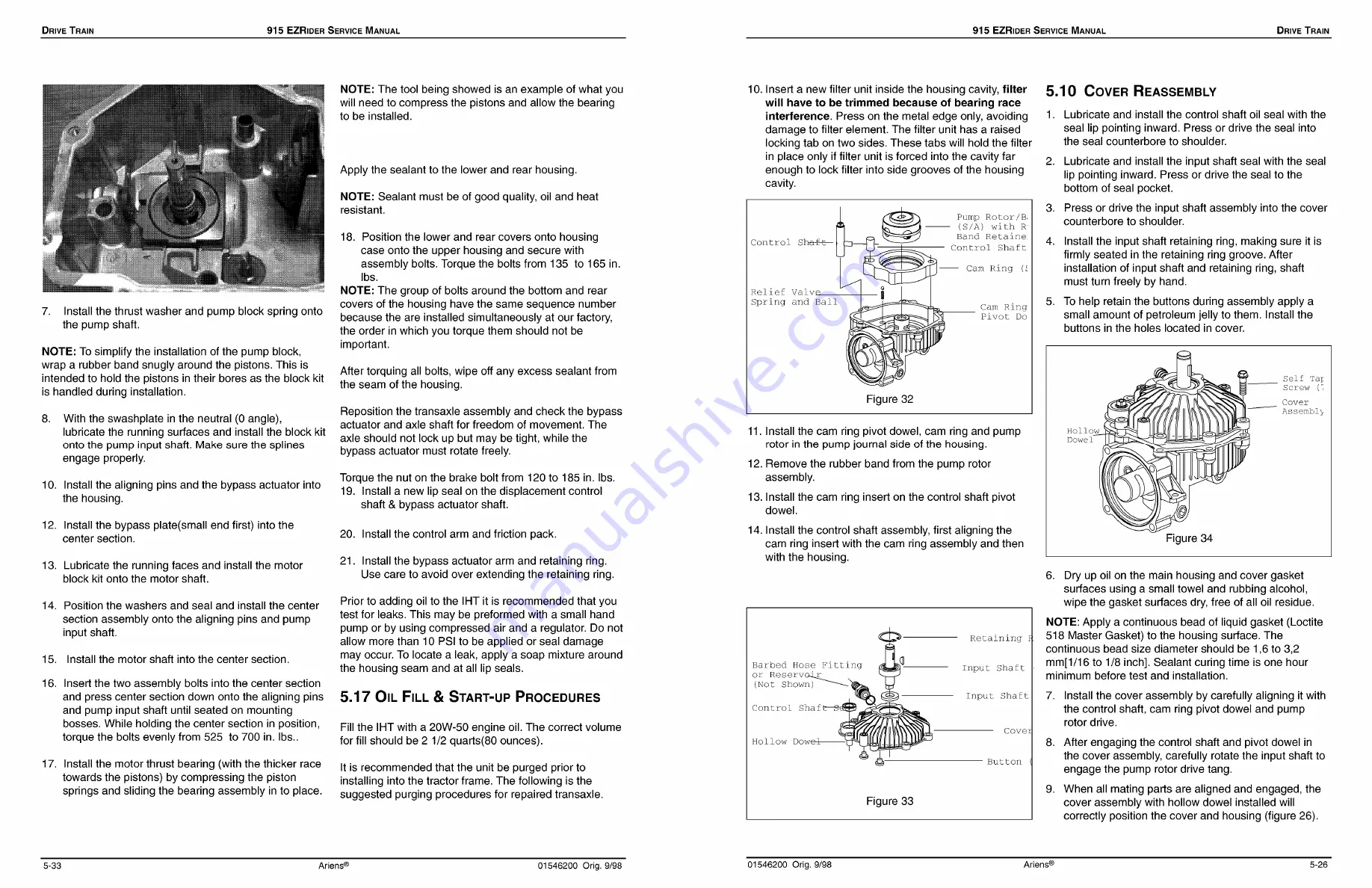 Ariens 915001 Service Manual Download Page 38