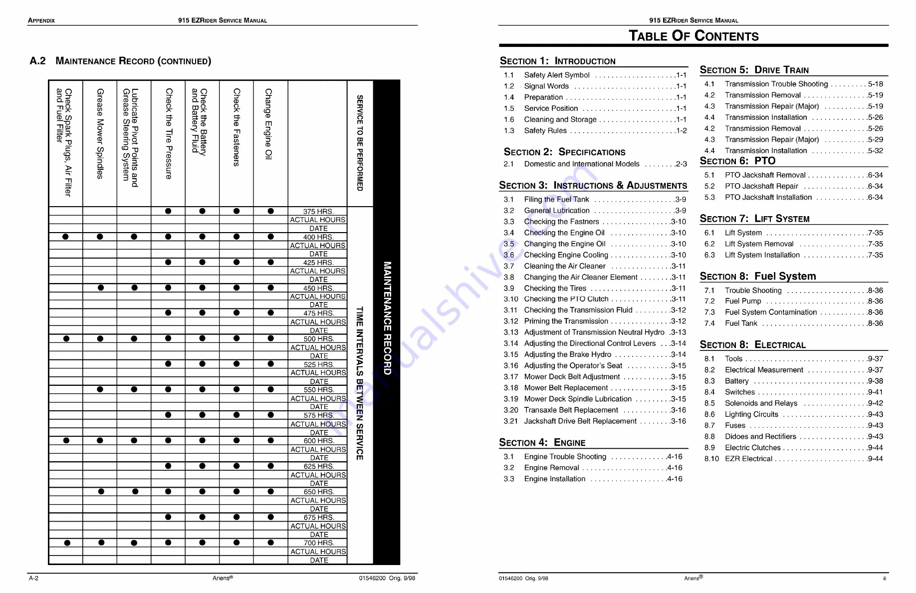 Ariens 915001 Service Manual Download Page 61