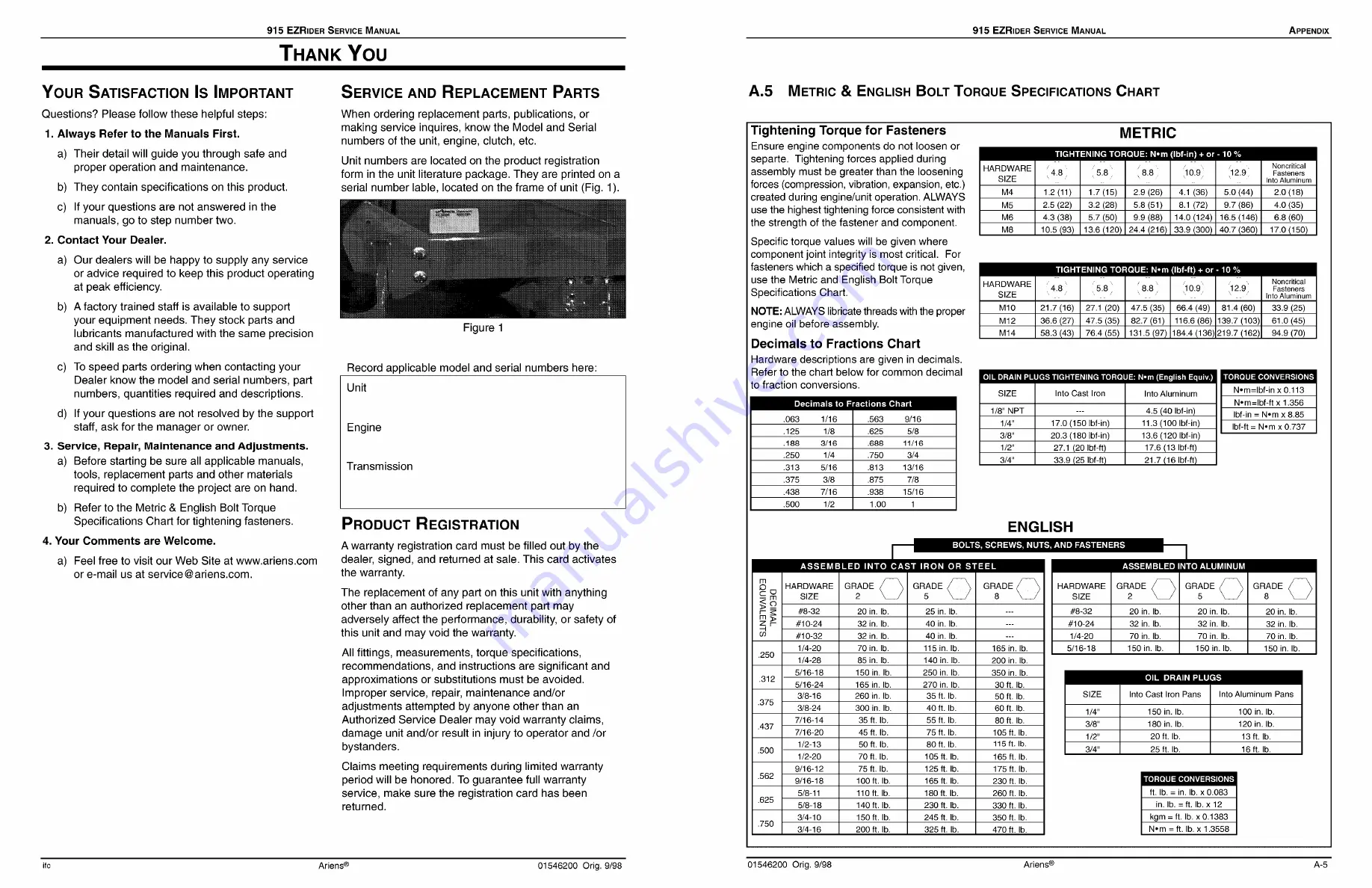 Ariens 915001 Service Manual Download Page 65