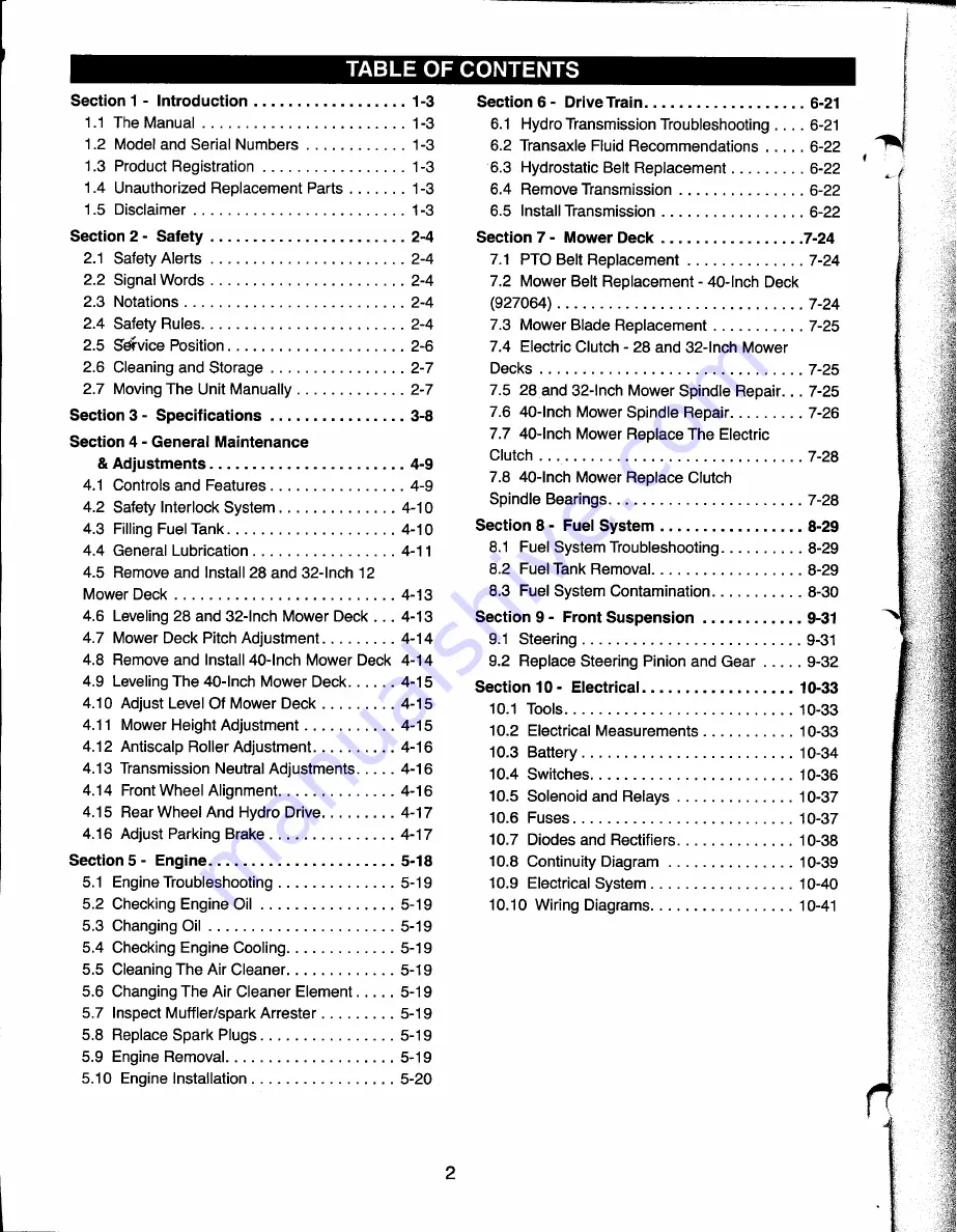 Ariens 927060 Service Manual Download Page 2