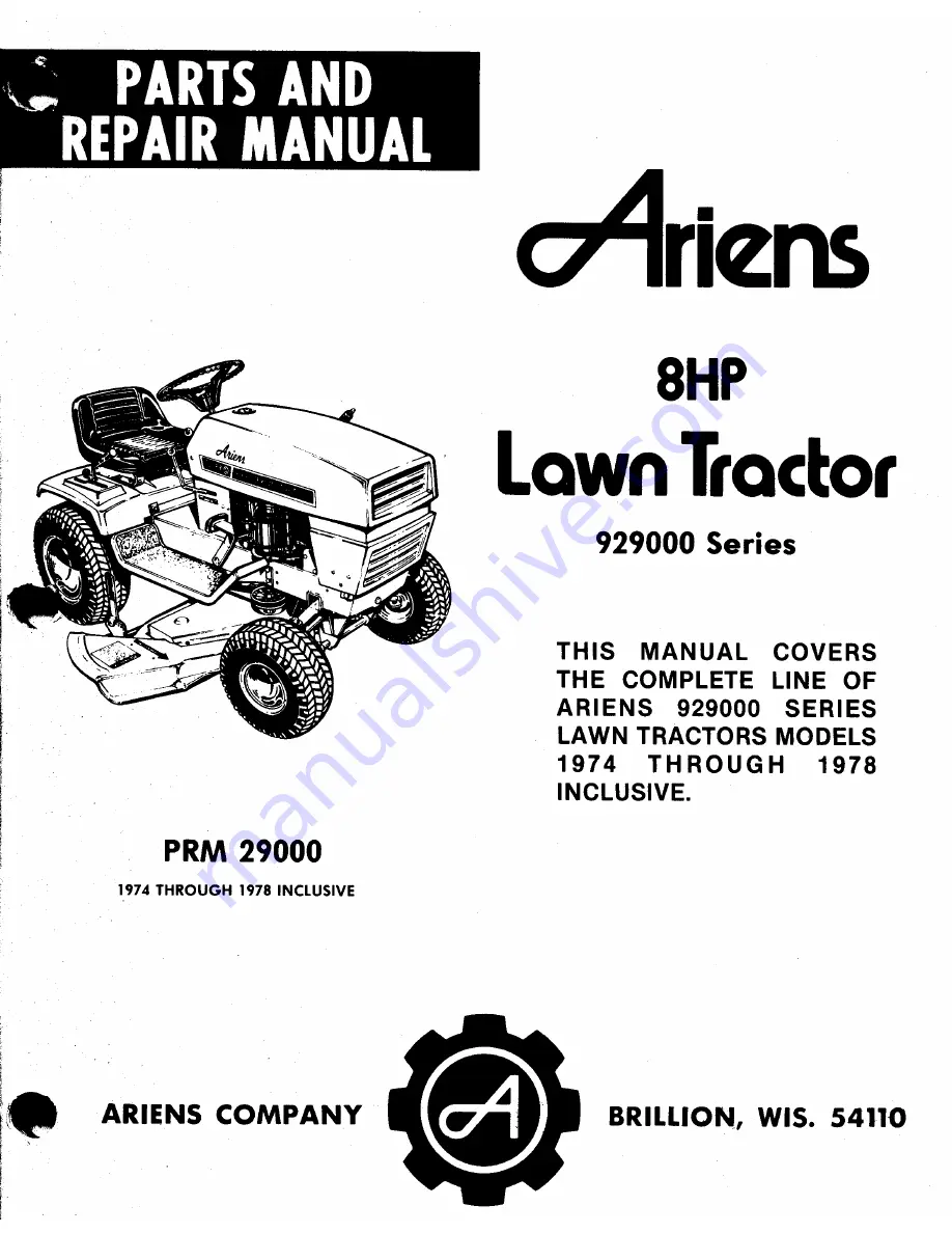 Ariens 929000 Скачать руководство пользователя страница 1