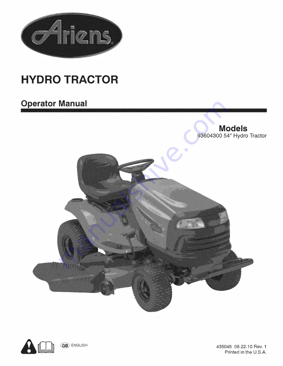 Ariens 93604300 Operator'S Manual Download Page 1