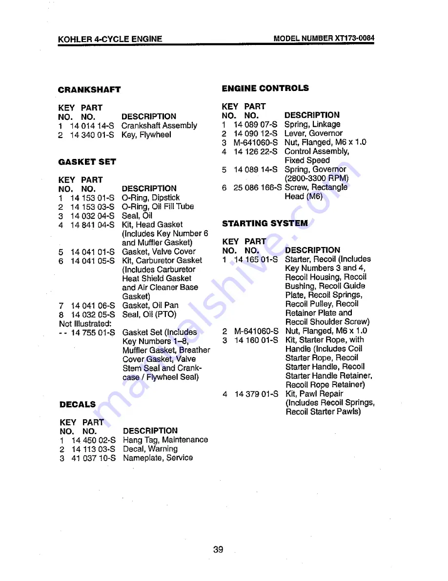 Ariens 96136100 Owner'S Manual Download Page 39