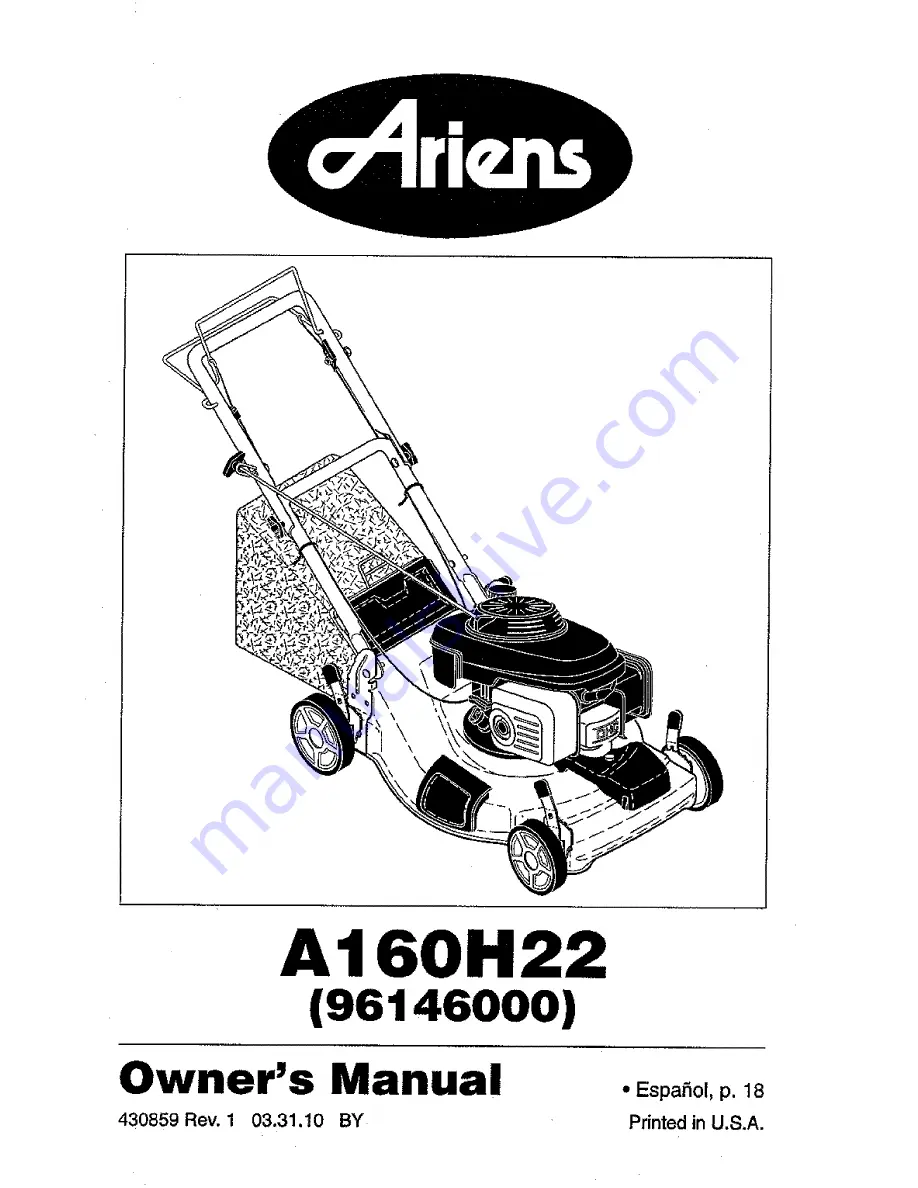 Ariens 96146000 Owner'S Manual Download Page 1