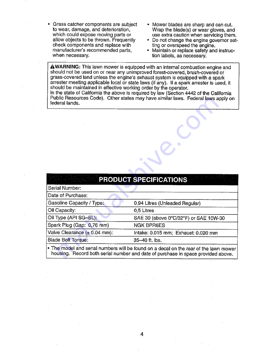 Ariens 96146000 Owner'S Manual Download Page 4