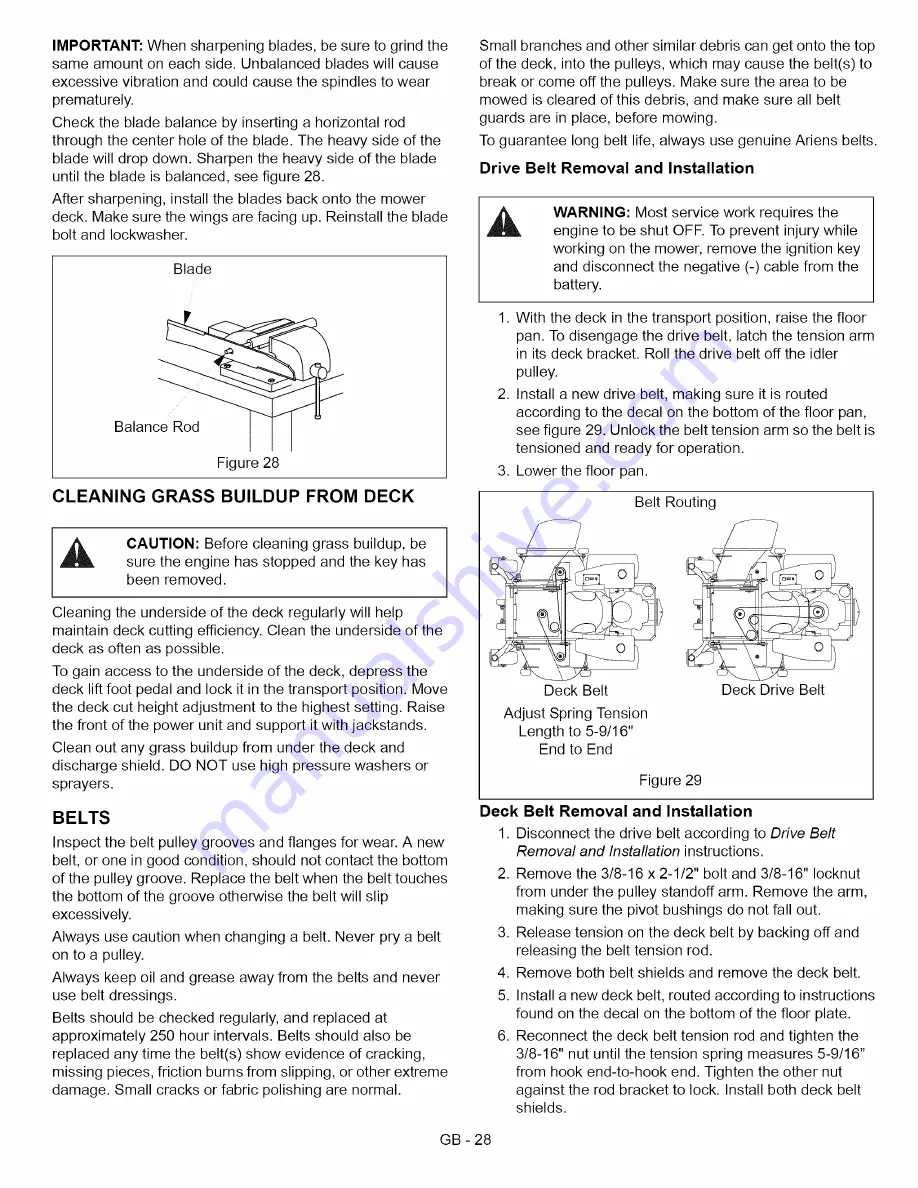 Ariens 992807 Owner'S/Operator'S Manual Download Page 28