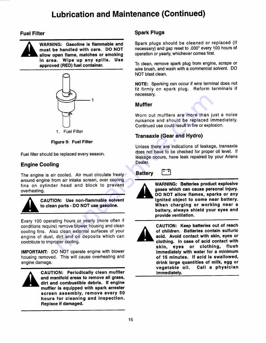 Ariens Sierra 014-1340G Owner'S/Operator'S Manual Download Page 17