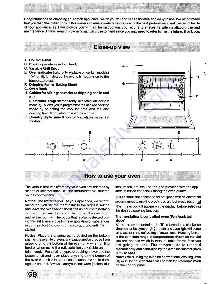 Ariston FB 36 GB Instructions For Installation And Use Manual Download Page 2