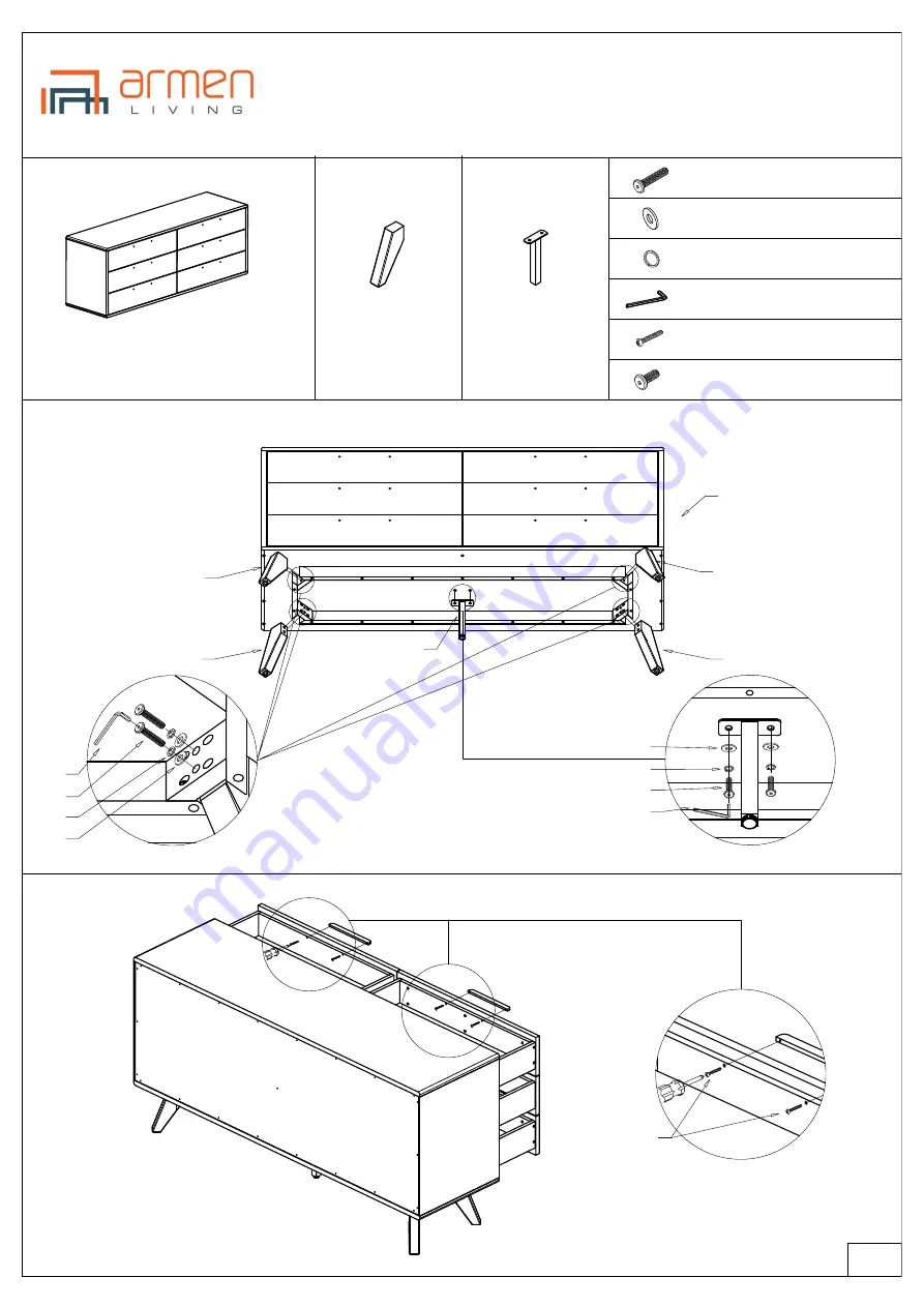 armen LIVING ASTORIA QUEEN BEDFRAME Product Assembly Instructions Download Page 4