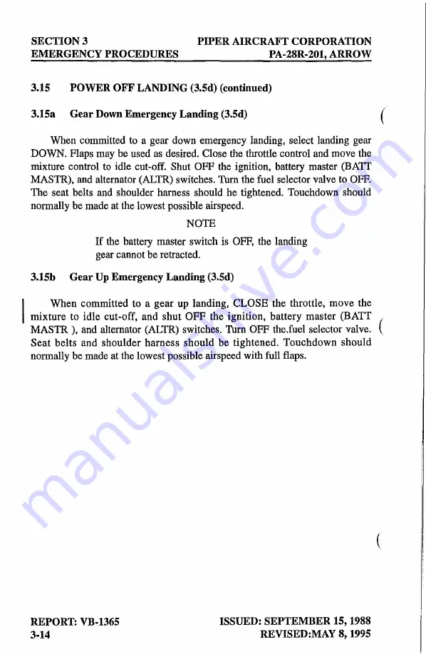 Arrow PA-28R-201 Pilot'S Operating Handbook And Faa Approved Airplane Flight Manual Download Page 49