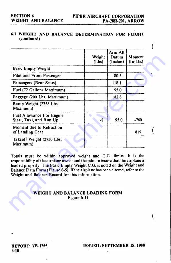 Arrow PA-28R-201 Pilot'S Operating Handbook And Faa Approved Airplane Flight Manual Download Page 147