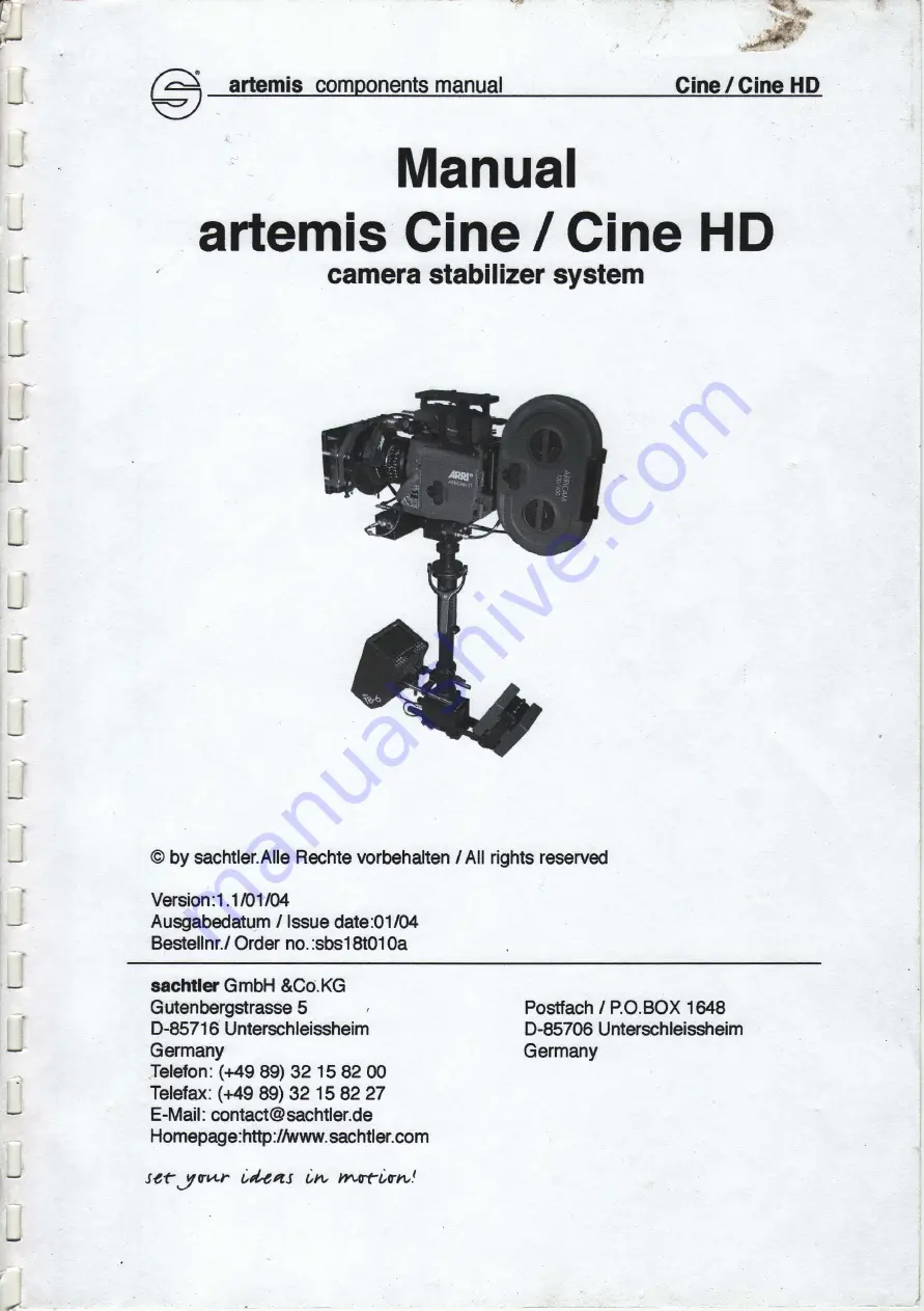 Artemis Cine Скачать руководство пользователя страница 1