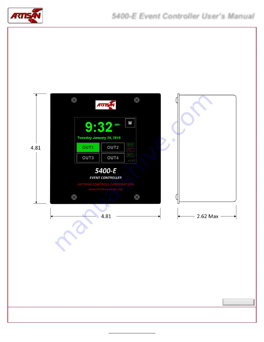 artisan 5400-E User Manual Download Page 13