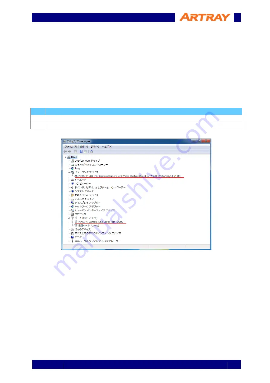 ARTRAY ARTCAM-130SWIR-CL Setting Manual Download Page 19