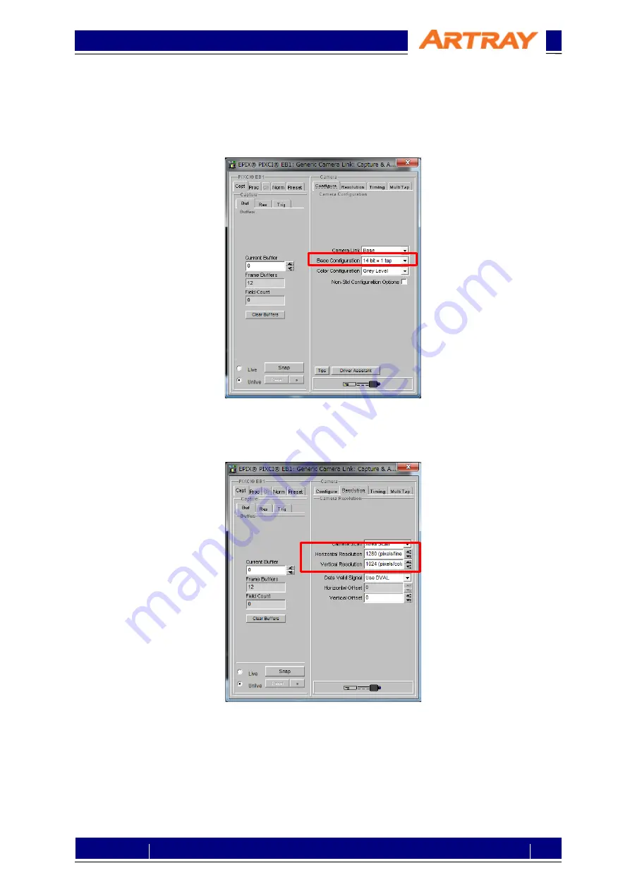 ARTRAY ARTCAM-991SWIR-TEC-CL Setting Manual Download Page 18