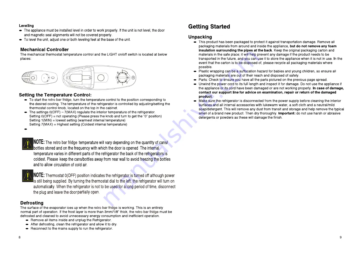 Artusi ARET130W Operation Manual Download Page 6