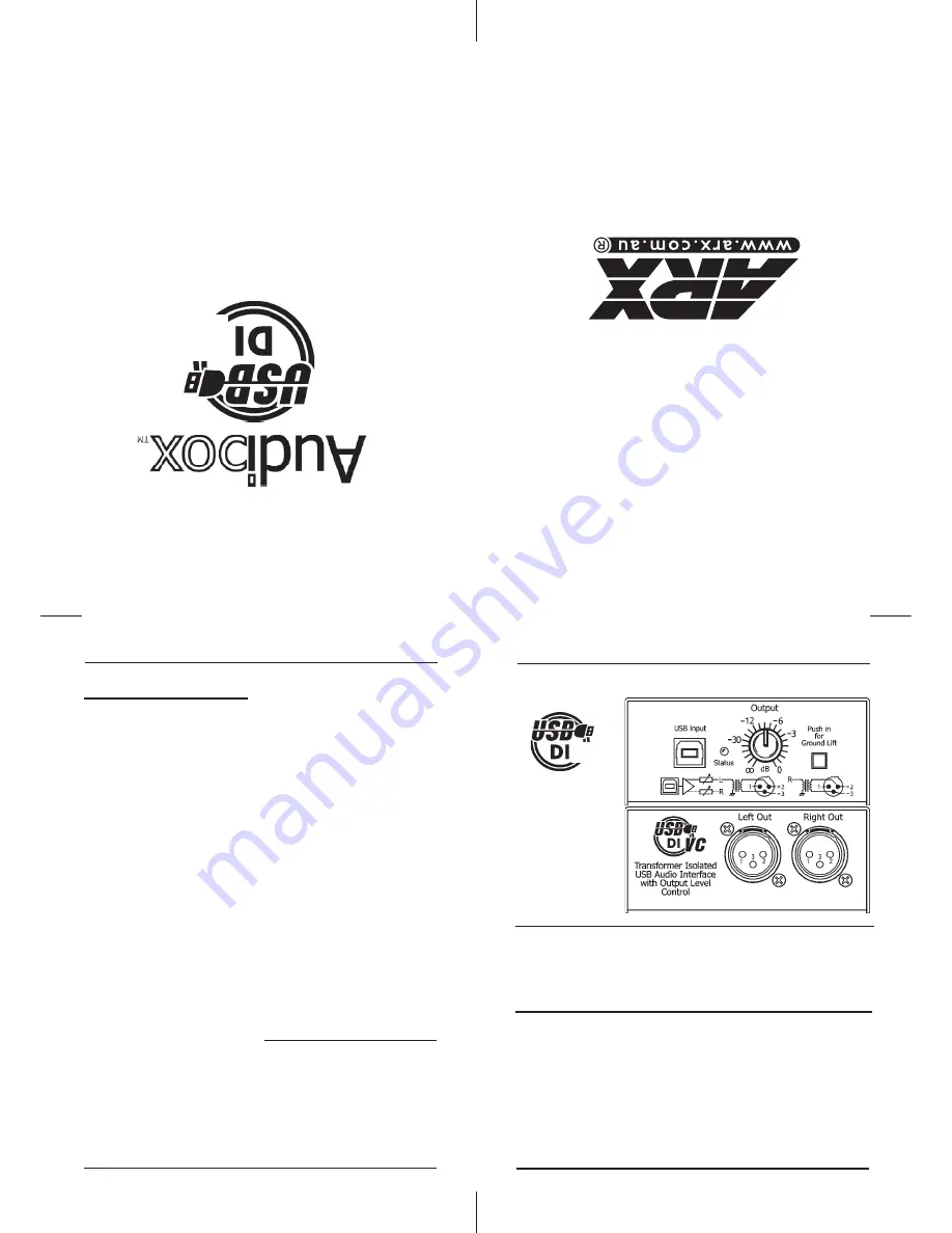 ARX Audibox USB-DI VC Owner'S Manual Download Page 2