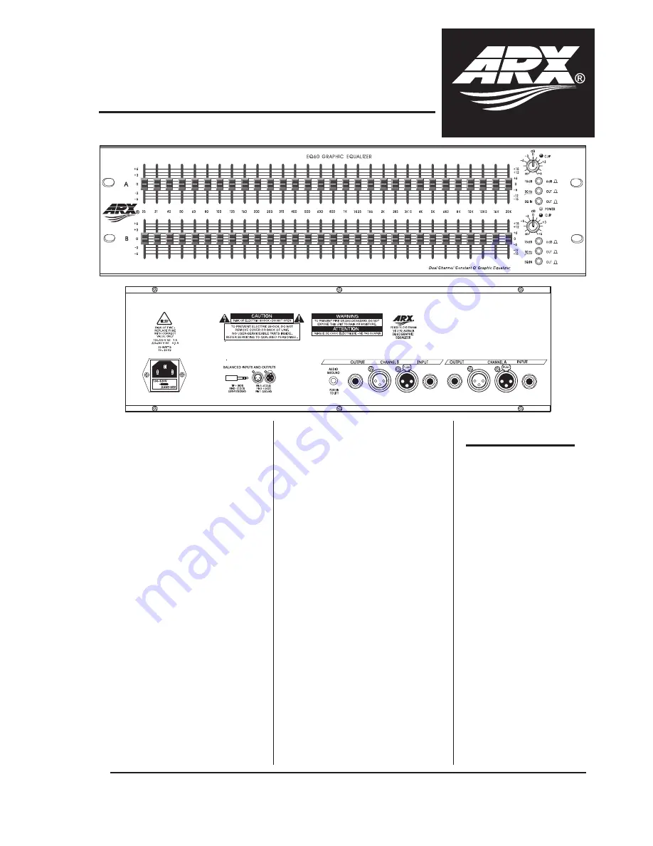 ARX EQ60 Скачать руководство пользователя страница 1